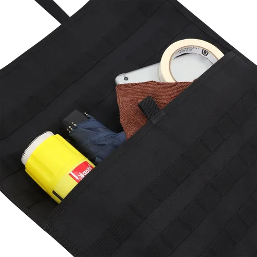 Vista 3 de Organizador táctico del respaldo del asiento del coche Universal MOLLE Panel Protector de la cubierta del asiento del vehículo (negro)