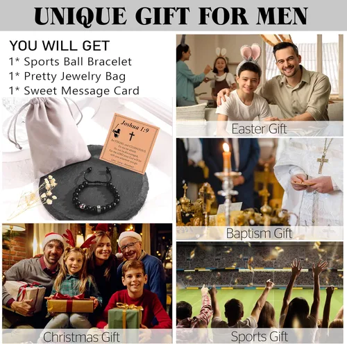 Vista 6 de Pulsera de béisbol, baloncesto, fútbol, fútbol y fútbol, para niños, pulsera de cuentas cruzadas, regalos para hijo, nieto, jugadores, fanáticos