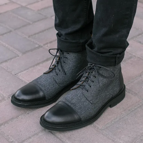 Vista 6 de TAFT Jack Boot - Botas de vestir hechas a mano de cuero y lana para hombre