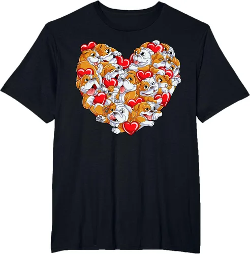 Vista 29 de Camiseta inglesa para el día de San Valentín con diseño de corazón y perro amante de los niños Negro