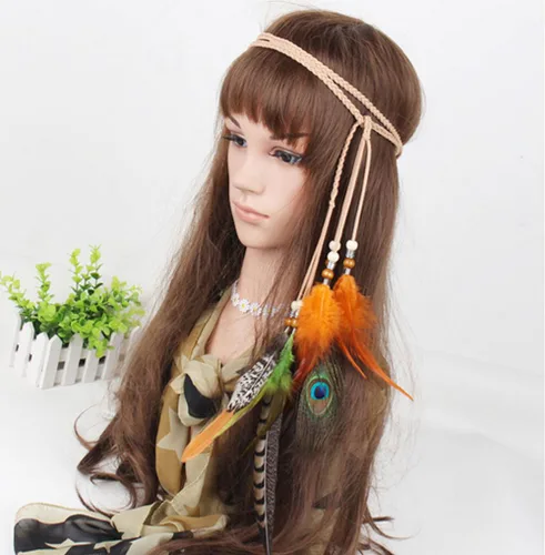 Vista 5 de Suoirblss Indian Romany Hippie Tocado Boho Chic Plumas Banda de pelo hecho a mano