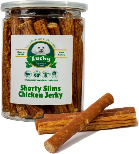 Vista 8 de Lucky Premium Treats Lucky Shorty Slims - Golosinas para perros de carne de res y palitos crujientes para masticar con carne de res real para perros
