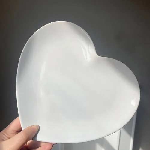 Vista 5 de Plato de cena de cerámica, plato de postre en forma de corazón, plato de ensalada, plato de fruta, 9 pulgadas