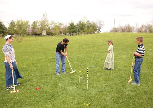 Vista 2 de Juego de Croquet Deluxe - 6 jugadores - con soporte de madera (asas de 32 pulgadas)