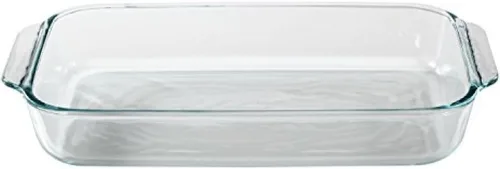 Vista 2 de Pyrex Basics - Plato de vidrio oblongo, de 3 cuartos de galón, transparente de 8.9 x 13.2 pulgadas, 3 cuartos de galón