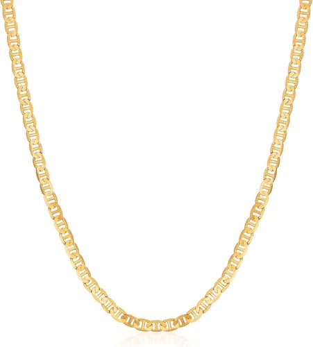 Vista 12 de Barzel - Collar de cadena Mariner chapado en oro de 18 quilates para mujer, plana Marina - Hecho en Brasil Oro de 3 mm.