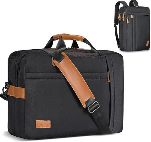 Vista 9 de ESTARER Bolsa de computadora portátil para hombres 3 en 1, bolsa de mensajero para portátil de 17-17.3 pulgadas para negocios, trabajo, viajes