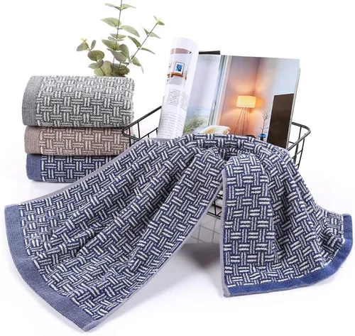 Vista 2 de Pidada Juego de 2 toallas de mano 100% algodón con patrón a cuadros, absorbentes, suaves, toallas decorativas para baño (azul)