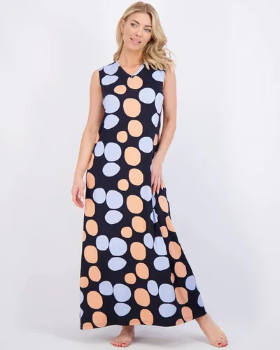 Vista 5 de Real Essentials Paquete de 3 camisón sin mangas con cuello en V para mujer, sedoso, suave, cómodo, estampado colorido (disponible en tallas grandes)