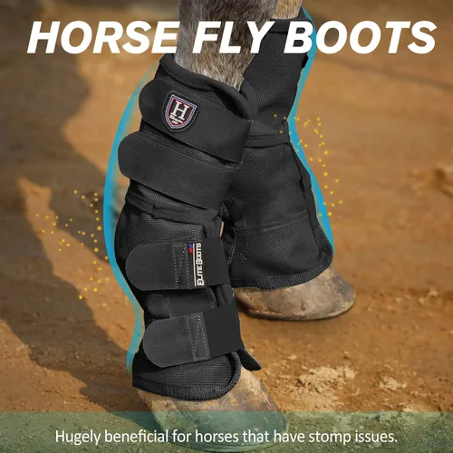 Vista 5 de Harrison Howard Botas para moscas de caballo, ajuste contorneado, protectores de piernas, botas de malla densa con ventilación cómoda y protección