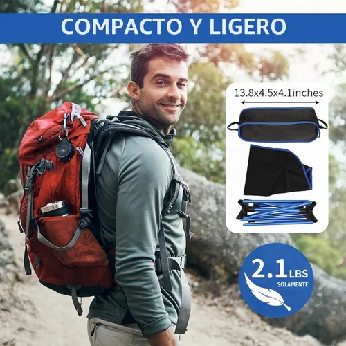Vista 3 de Silla de camping ultraligera, silla de camping portátil plegable con malla de nailon transpirable, diseño compacto y bolsa de transporte