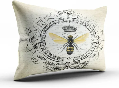Vista 2 de Funda de almohada decorativa de abeja francesa moderna romántica romántica personalizada con cremallera en un lado impreso de 12 x 16 pulgadas