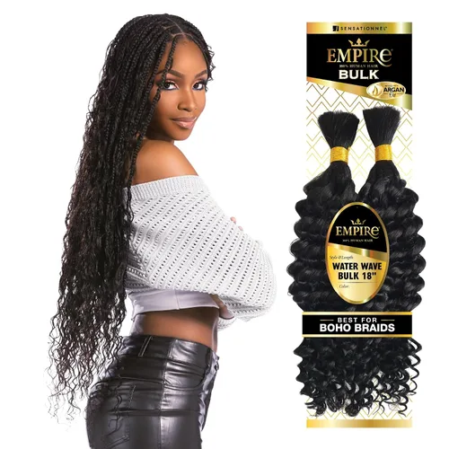 Vista 11 de Sensationnel Empire Bulk Braiding – Trenzas de cabello humano Water Wave para estilos Knotless Boho Box o Curly Loosewave, 1 paquete