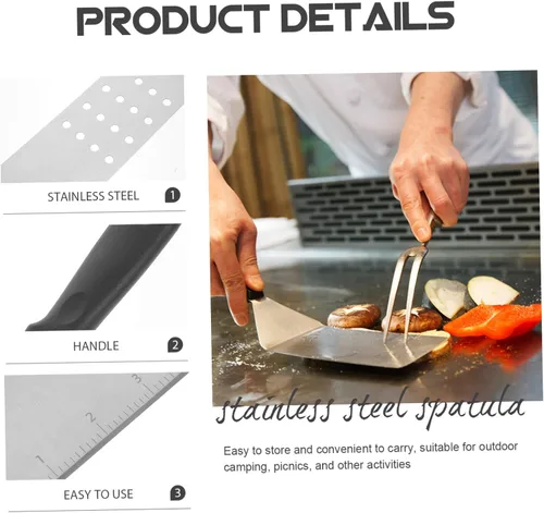 Vista 5 de Espátula para barbacoa, kit de herramientas para cocinar, raspador de plancha, accesorios para barbacoa para el día del padre