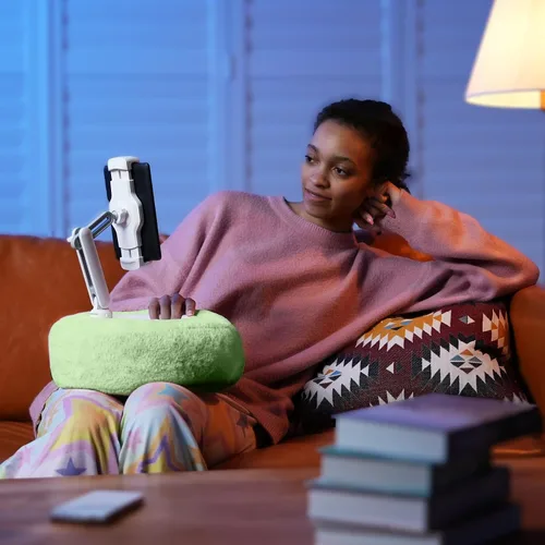 Vista 7 de SupeDesk Soporte de almohada para tableta para cama, soporte ajustable para tableta con cuenco desmontable para aperitivos, soporte para teléfono