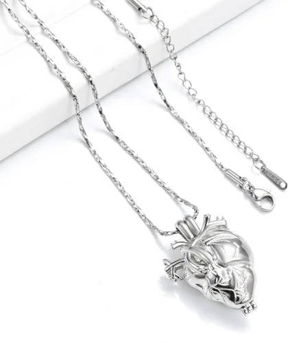 Vista 47 de Imrsanl Collar con colgante de joyería de cremación para cenizas – Collar anatómico de urna de corazón para cenizas – Medallones conmemorativos