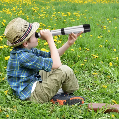 Vista 6 de Juguete de telescopio pirata de plástico: mini telescopio retro portátil ajustable con zoom, monóculo de bolsillo de 25 x 30 pulgadas, accesorio