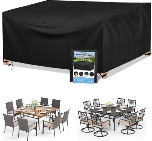 Vista 10 de Funda para mesa de exterior, fundas impermeables para muebles de patio, funda rectangular 420D para sofá de exterior, fundas de patio para sofá
