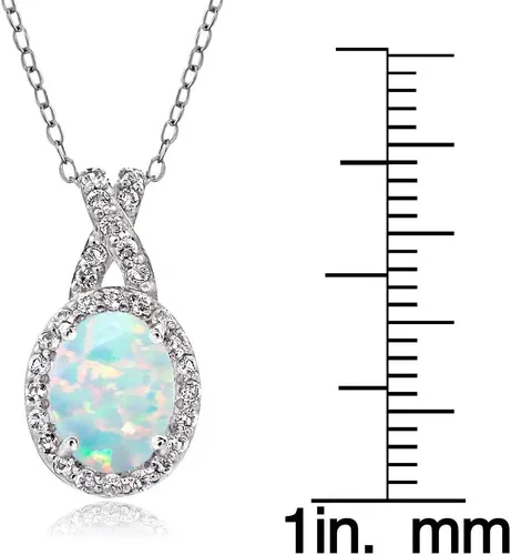 Vista 3 de B. BRILLIANT Collar de plata de ley auténtica, creada o simulada, con topacio blanco X y ovalada para mujer