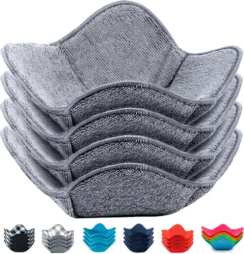 Vista 10 de Aticca Juego de Soportes Acogedores para Ollas de Microondas para Alimentos Calientes, Juego de 4 Almohadillas Calientes para Tazas de Caldo