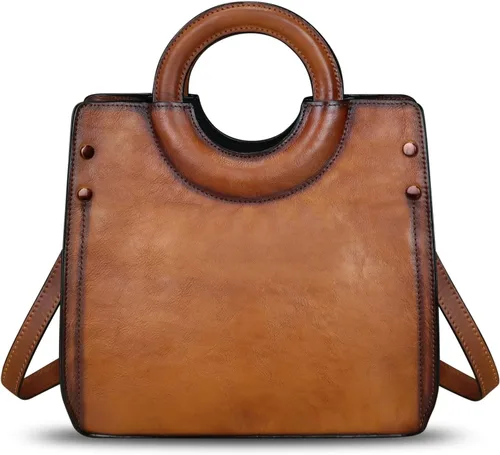 Vista 2 de Bolsos de cuero genuino para mujer, bolso de mensajero de moda vintage de cuero real, bolso de hombro, bolso cruzado