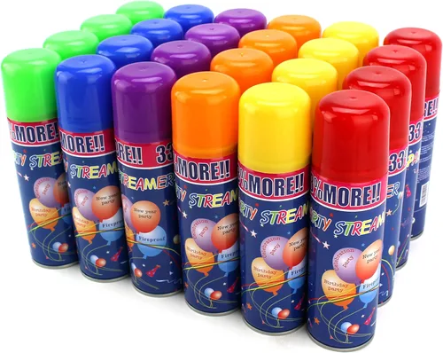 Vista 5 de Party Streamer - Cuerda en aerosol en una lata para niños, suministros de fiesta para niños, perfecto para fiestas/eventos, 2 cajas de 24 latas