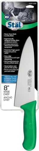 Vista 4 de Winco Cuchillo de chef de grado comercial de 8 pulgadas con hoja de acero alemán, verde