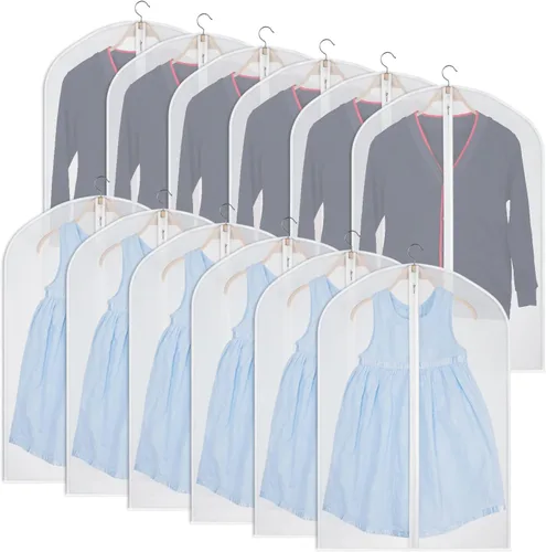 Vista 14 de Fundas de hombro para colgar ropa (juego de 10) cubiertas de polvo transpirables para prendas de vestir cubiertas protectoras de ropa para armario