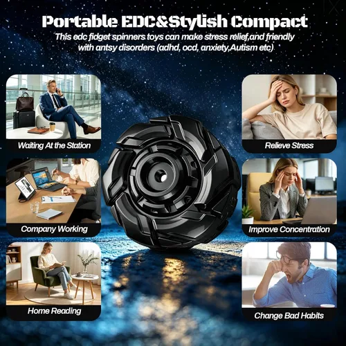 Vista 7 de EDC Fidget Sliders - Juguetes de metal para adultos para TDAH y ansiedad, autismo, alivio del estrés, juguetes de clicker, color negro