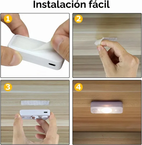 Vista 6 de NIEGNOWOO Luces LED con sensor de movimiento en forma de disco, recargables, luces de gabinete, se adhieren, luz nocturna LED inalámbrica