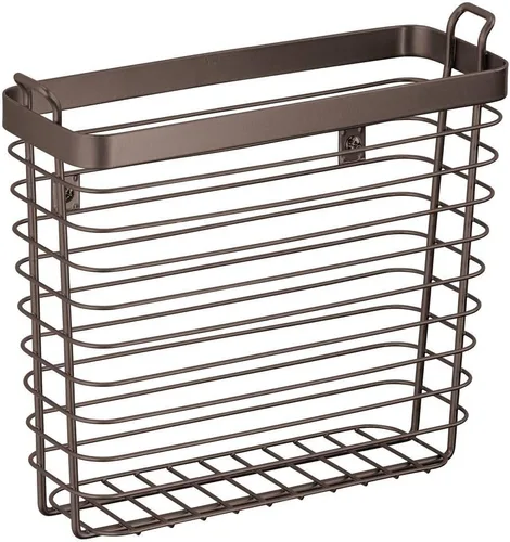 Vista 6 de mDesign Soporte para revistas de pared de alambre de metal, organizador de almacenamiento para el hogar, estante de ahorro de espacio para revistas