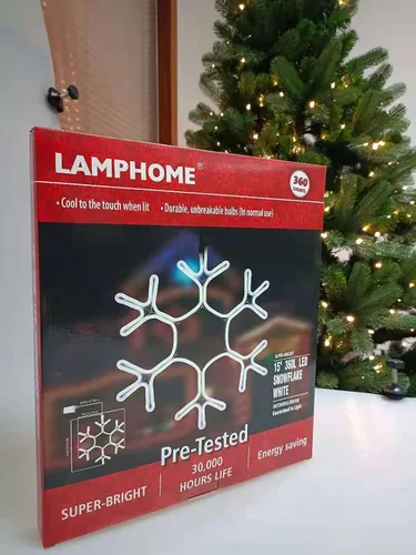 Vista 3 de LAMPHOME Decoración navideña de copo de nieve de 15 pulgadas, 360 luces LED, uso en interiores y exteriores, para Navidad, fiesta, festival