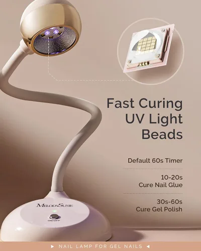 Vista 5 de MelodySusie Lámpara de uñas UV inalámbrica con cuello de cisne con ángulo de luz ajustable, S-Pro09M 2 en 1, recargable, secado rápido, seca todos
