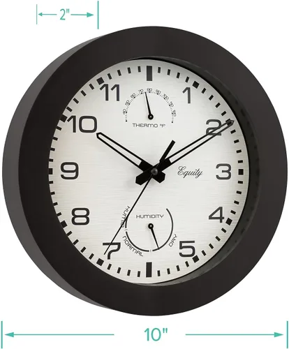 Vista 2 de Equity by La Crosse 29005 - Reloj de pared marrón con termómetro e higrómetro (10 pulgadas)