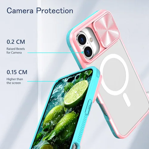 Vista 5 de Funda magnética para iPhone 17 con cubierta deslizante para cámara, compatible con MagSafe, panel trasero transparente que nunca se pone