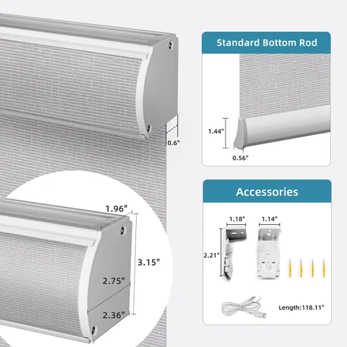 Vista 6 de SmartWings Persianas enrollables con filtro de luz motorizadas, funcionan con Matter HomeKit Z-Wave Alexa Google, persianas translúcidas 70% opacas