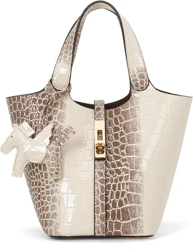 Vista 41 de Bolso de mano para mujer, de piel vegana, bolso de mano con asa superior, bolso de hombro con bolso pequeño desmontable