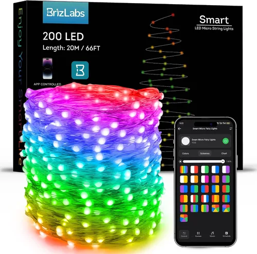 Vista 9 de BrizLabs Luces de hadas inteligentes que cambian de color, 33 pies 100 LED