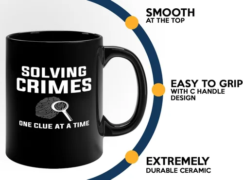 Vista 5 de Taza de café de detective de 11 onzas, color negro, resolución de crímenes, uno, oficial de policía, policía, patrulla, detective, policía, policía