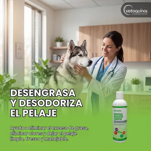 Vista 3 de Champú universal de azufre medicado Vetoquinol para mascotas, 16 oz