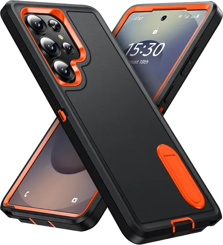 Vista 20 de BaHaHoues Funda protectora de grado militar para Samsung Galaxy S25 Plus con soporte integrado, a prueba de golpes y caídas (morado noche/rosa bebé)