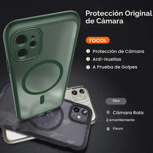 Vista 5 de TOCOL Funda para iPhone 11, compatible con MagSafe, verde alpino
