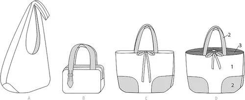 Vista 7 de Simplicity S9304 Bolsas Patrón de costura, bolso Hobo, bolso y bolsas de mano, talla única