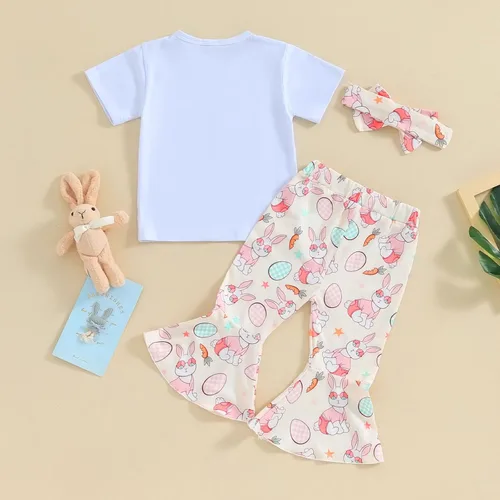 Vista 8 de Rtnnsbbfcm Conjunto de camiseta de manga corta para bebé niña con estampado de trébol irlandés y pantalones acampanados para el día de San Patricio