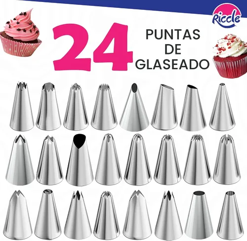 Vista 7 de Riccle Kit de decoración de pasteles de 94 piezas con plato giratorio para pasteles - Incluye 50 piezas de bolsas de repostería desechables de 16