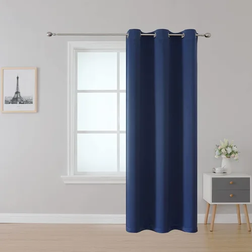 Vista 24 de Cortina opaca ignífuga, ojales en la parte superior, certificación NFPA 701, resistente al fuego para aula/dormitorio, 1 panel, negro, 42 x 63