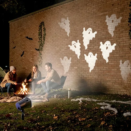 Vista 4 de EAMBRITE - Proyector de luces de Halloween, proyector de fantasmas giratorio para decoración de Halloween al aire libre, proyector de fantasmas