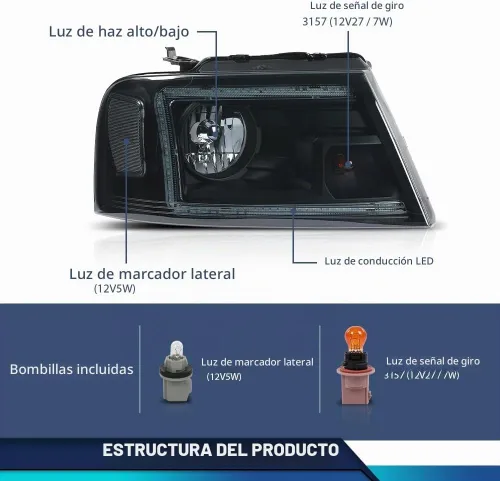 Vista 4 de PIT66 Conjunto de faros LED para F150 2004-2008, Lincoln Mark LT 06-08