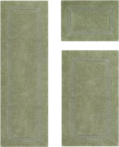 Vista 192 de Better Trends - Juego de 2 alfombras de baño 100% algodón, extra suaves, con borlas, de 17" x 24", alfombra de baño superabsorbente y reversible