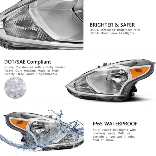 Vista 5 de Conjunto de faros delanteros compatible con Nissan Versa 2015, 2016, 2017, 2018, 2019, lado izquierdo del conductor